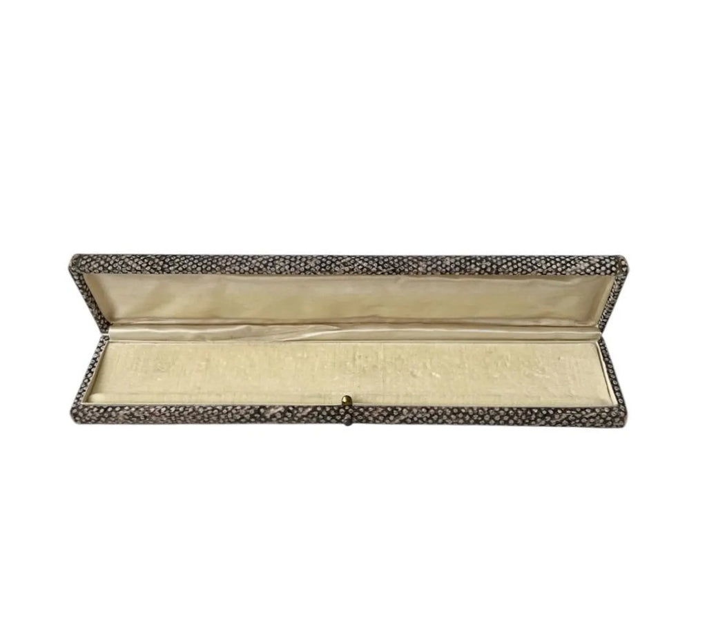 Vintage Snakeskin Style Jewellery Box with Crown Motif, long Bracelet or Necklace Case