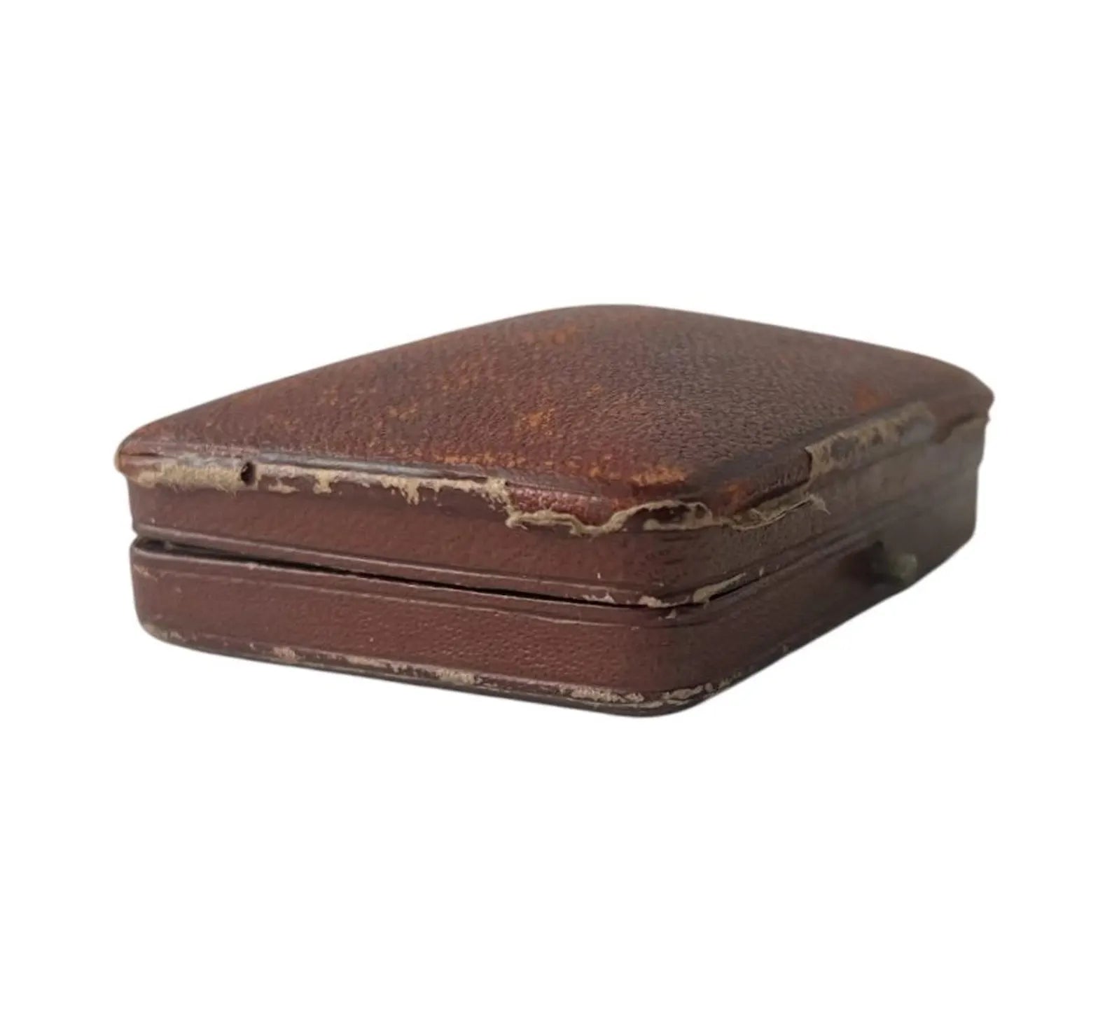 Antique Scottish Jewellery Box Glasgow Leather Jeweller Presentation Case Blue Velvet Interior