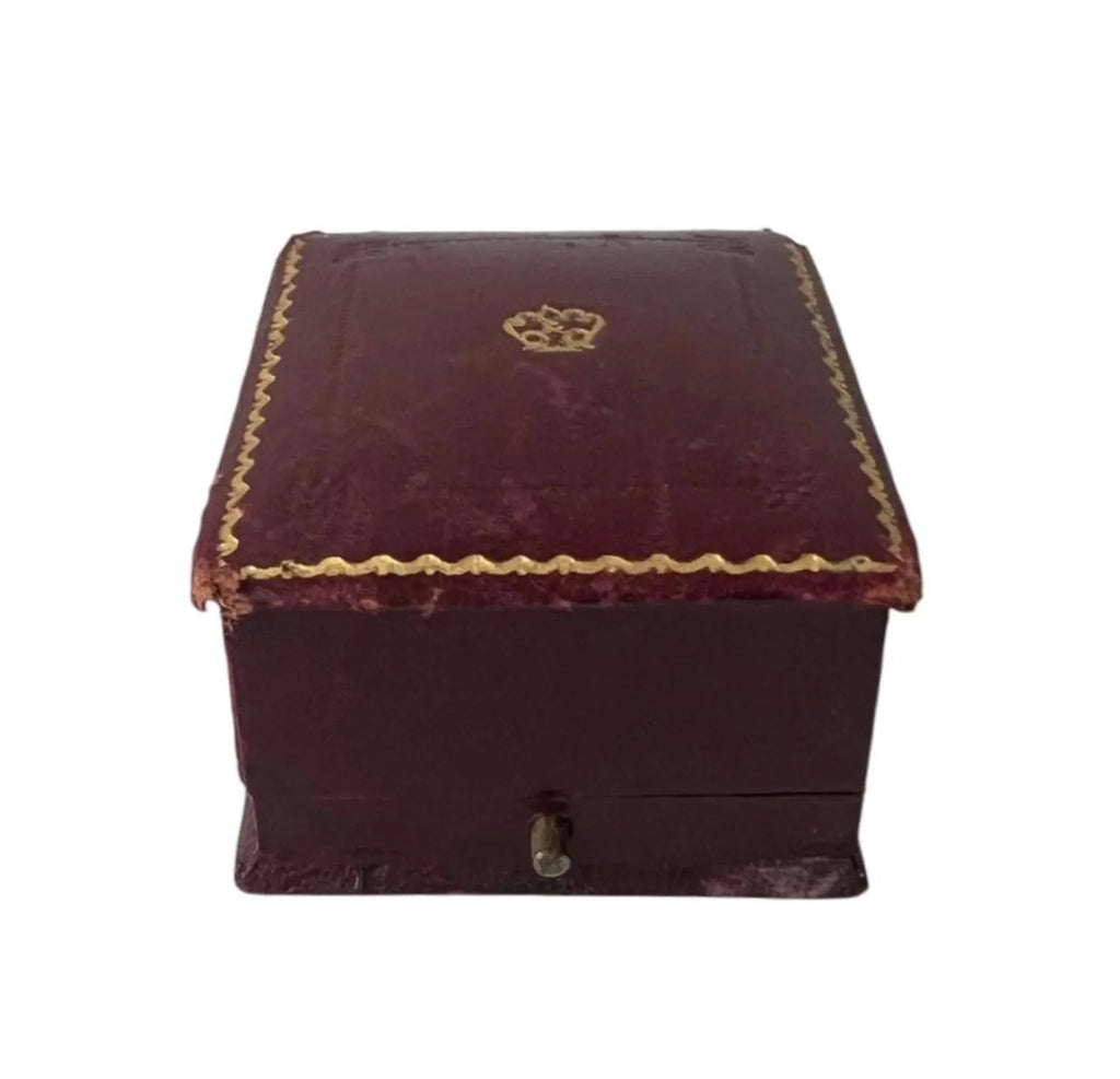 Antique Ring Box Red Leather, Boodle & Dunthorne Liverpool, Edwardian Jewellery Presentation Case