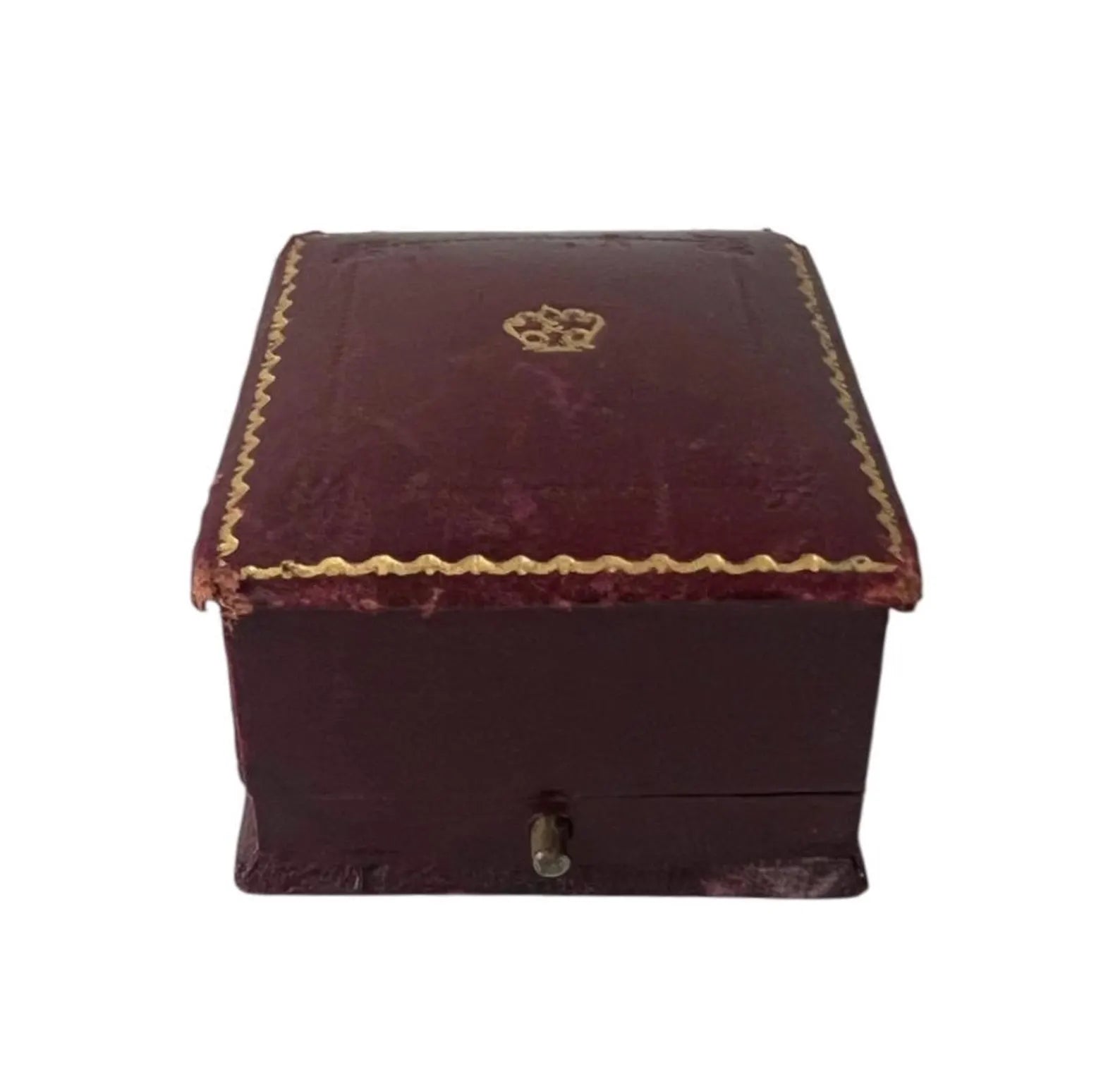 Antique Ring Box Red Leather, Boodle & Dunthorne Liverpool, Edwardian Jewellery Presentation Case