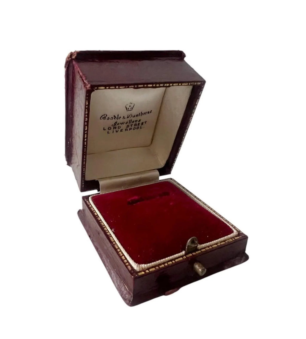 Antique Ring Box Red Leather, Boodle & Dunthorne Liverpool, Edwardian Jewellery Presentation Case