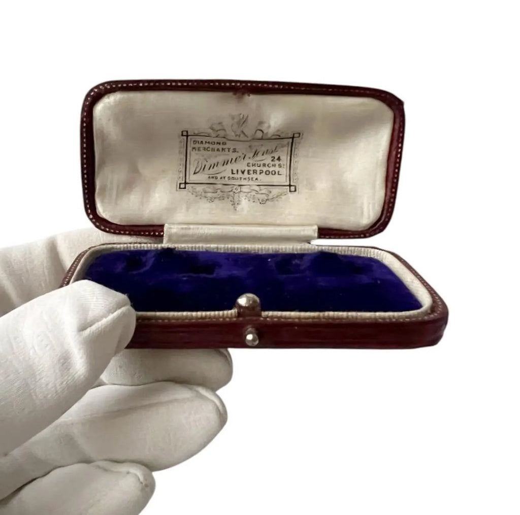 Antique Liverpool Diamond Merchant Jewellery Box, Brooch or Earrings Case, c.1890–1910