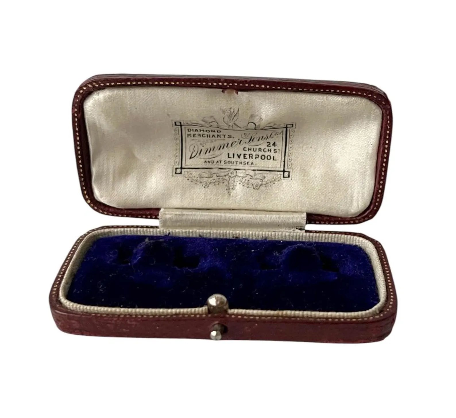 Antique Liverpool Diamond Merchant Jewellery Box, Brooch or Earrings Case, c.1890–1910