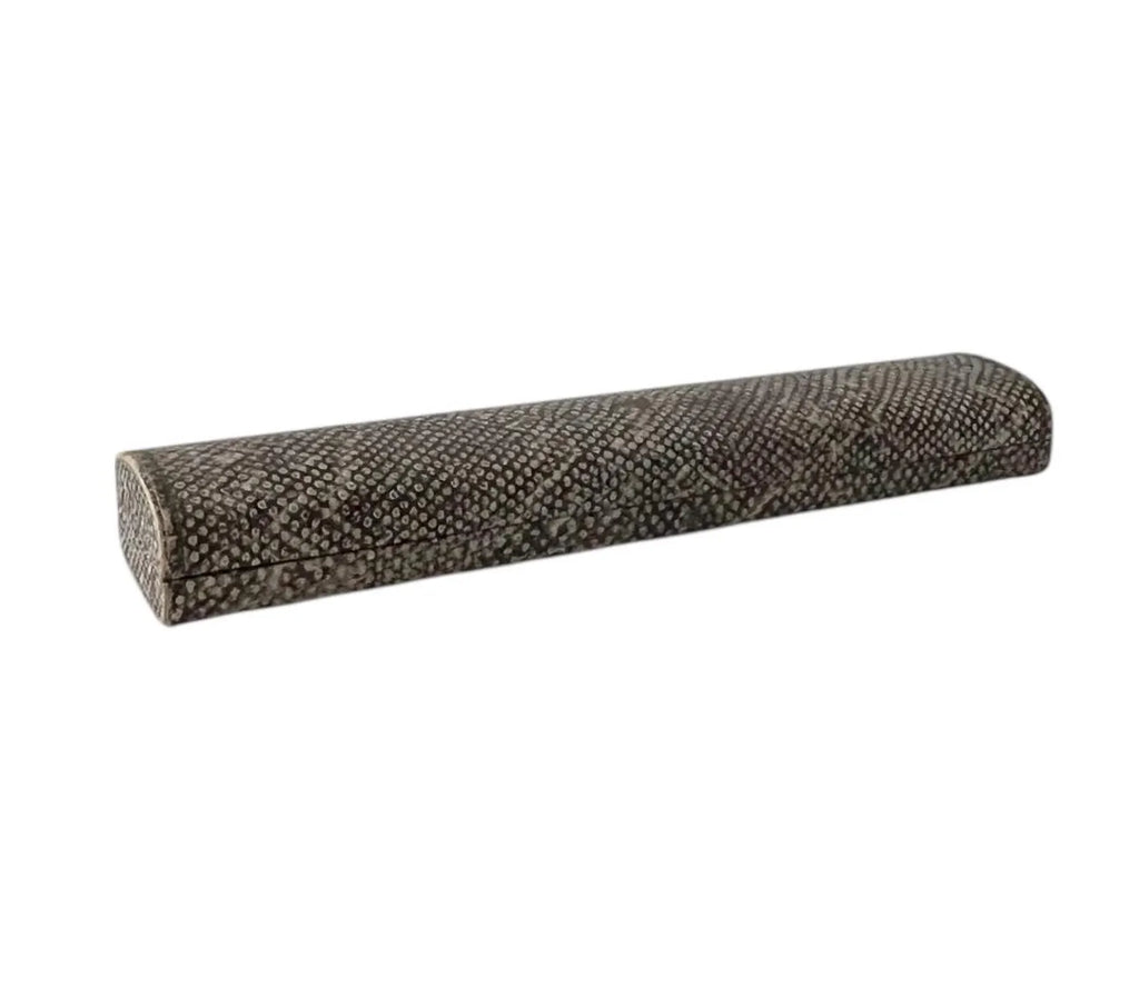 Vintage Snakeskin Style Jewellery Box with Crown Motif, long Bracelet or Necklace Case