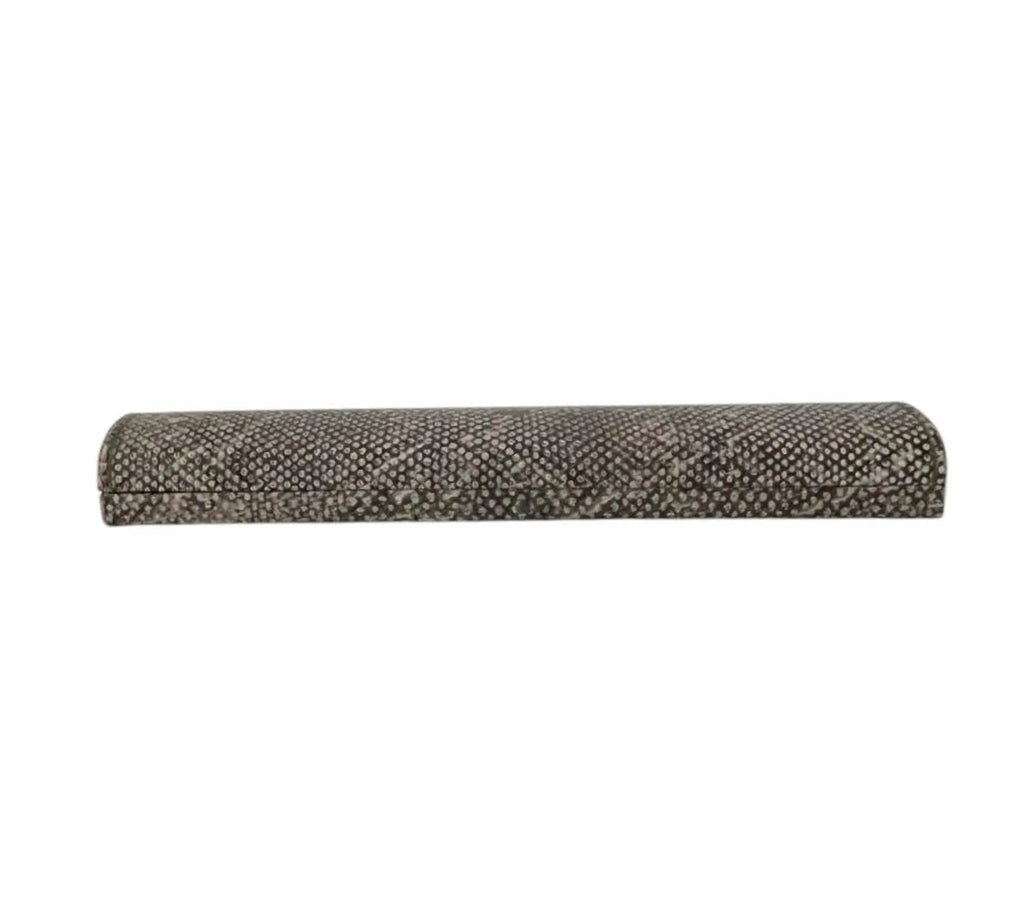 Vintage Snakeskin Style Jewellery Box with Crown Motif, long Bracelet or Necklace Case