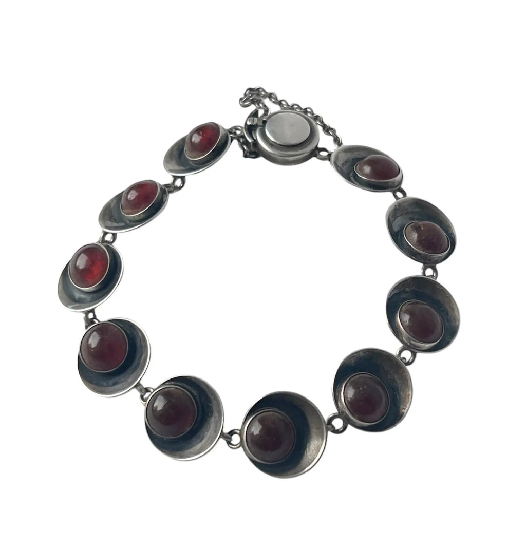 Vintage Baltic Amber Bracelet, Sterling Silver, Danish Modernist, Niels Erik From