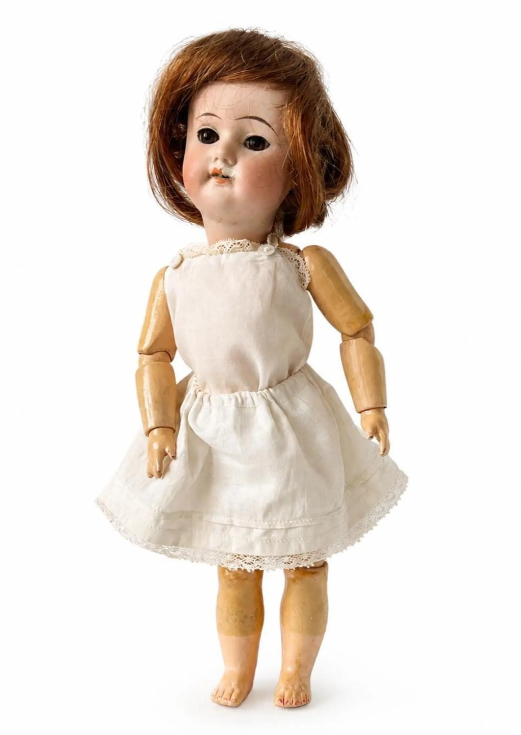 Antique Doll Dress With Underwear, Cream Lace Cotton Outfit For 26 cm Doll