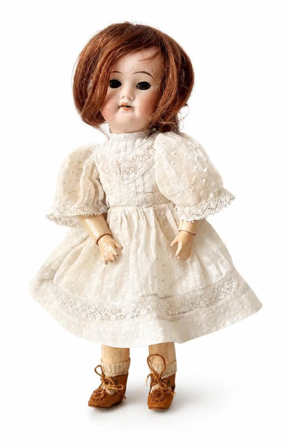Antique Doll Dress With Underwear, Cream Lace Cotton Outfit For 26 cm Doll