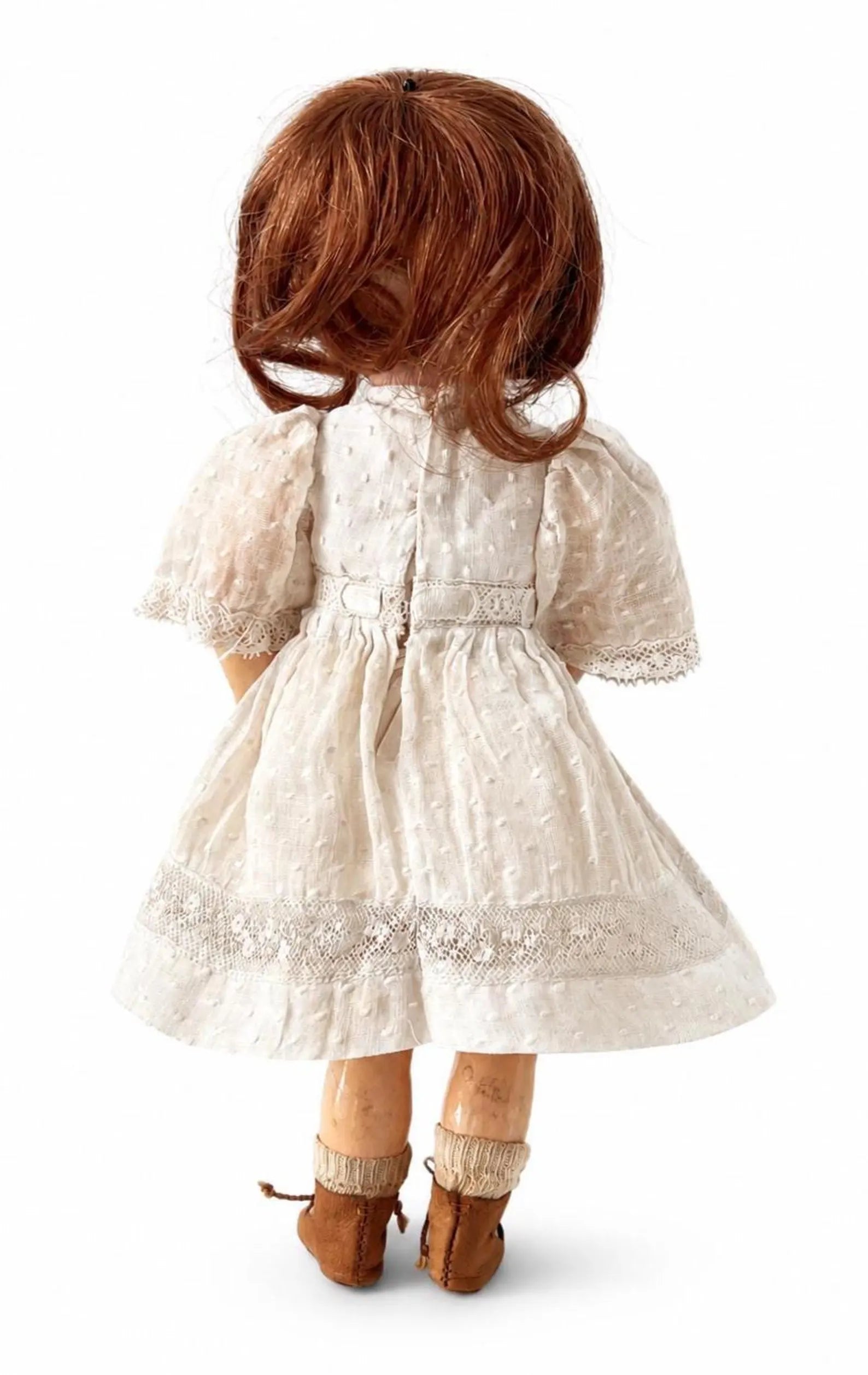 Antique Doll Dress With Underwear, Cream Lace Cotton Outfit For 26 cm Doll