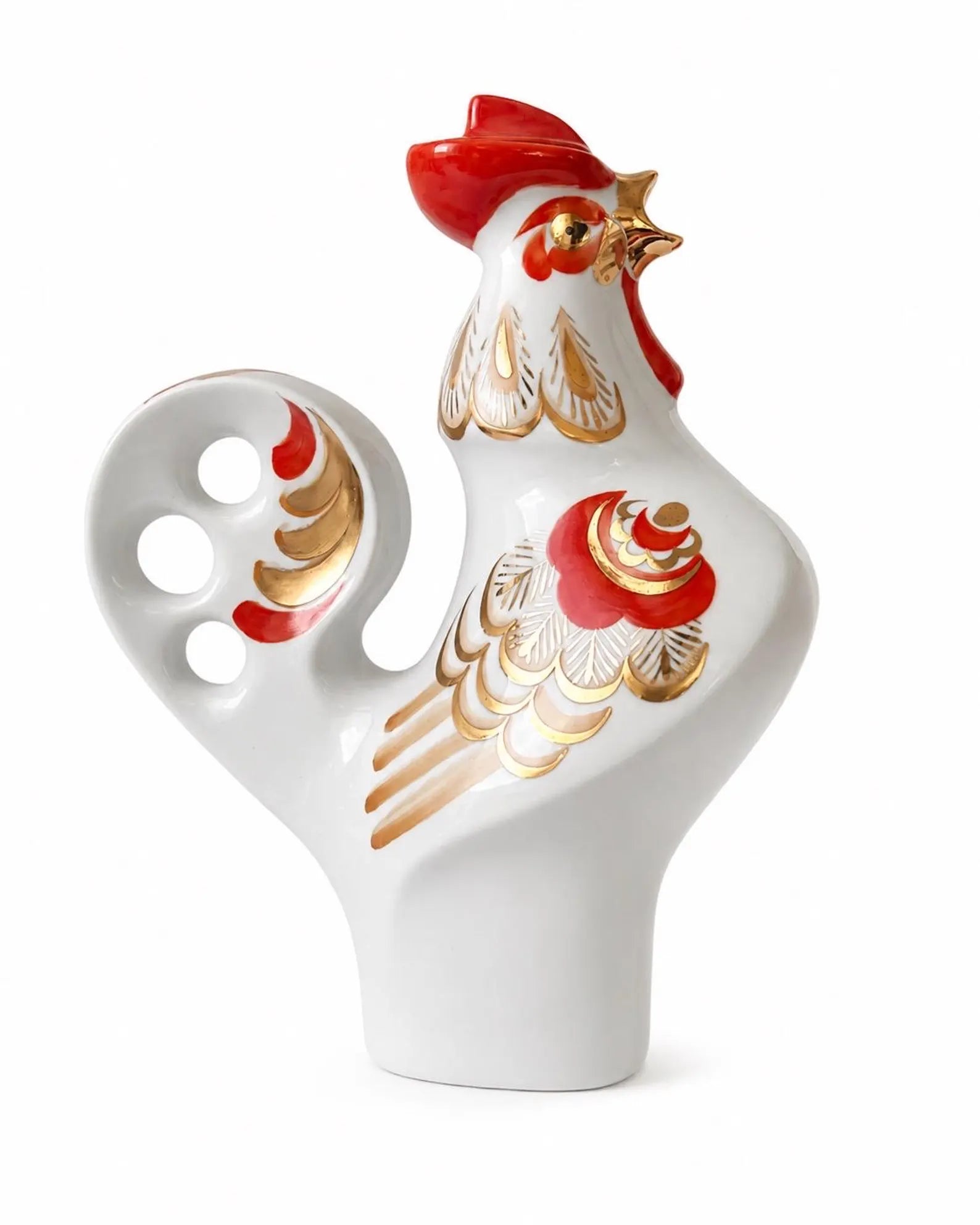 Porcelain Vintage Decanter "Rooster". Manufacturer "Verbilki" USSR. 1950-60s.