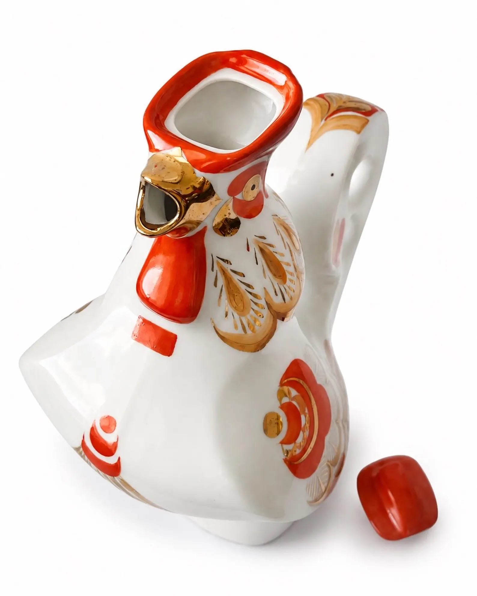 Porcelain Vintage Decanter "Rooster". Manufacturer "Verbilki" USSR. 1950-60s.