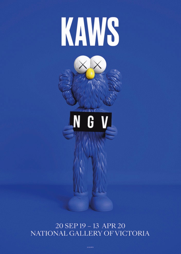KAWS, Brian Donnelly, Blue, Original Exhibition Museum Poster