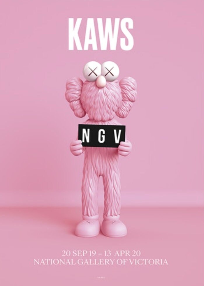 KAWS, Brian Donnelly, Pink, Original Exhibition Museum Poster