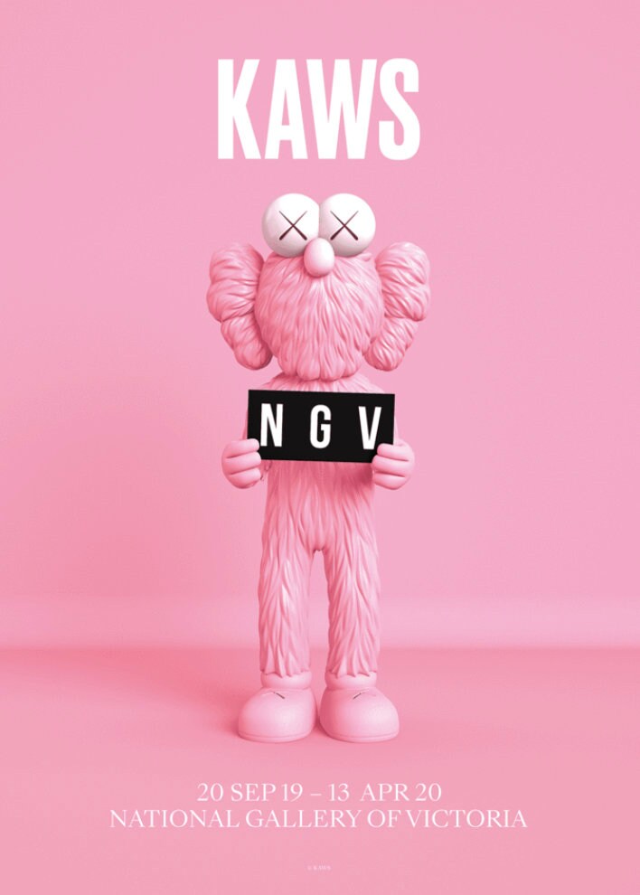 KAWS, Brian Donnelly, Pink, Original Exhibition Museum Poster