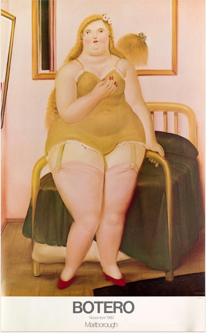 Fernando Botero - "The Bedroom". Original Exhibition Museum Poster