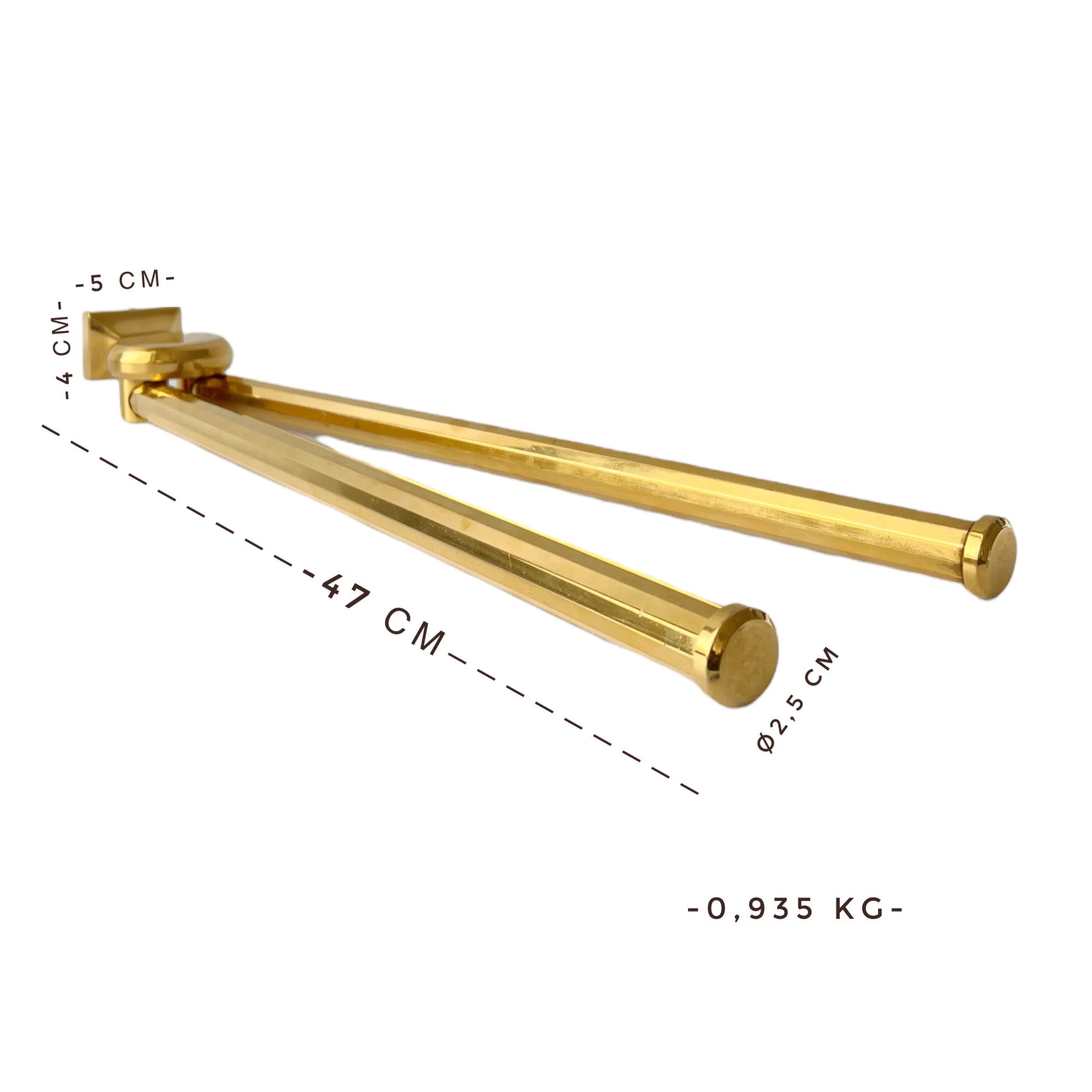 Vintage Gold-Plated Brass Swing Towel Rack, West German Wall Mounted Double Rail Holder