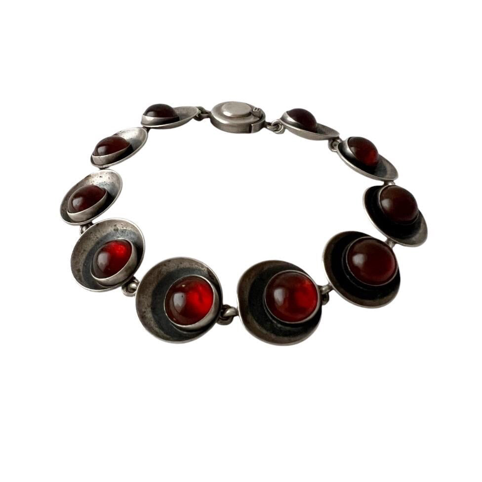 Vintage Niels Erik From Sterling Silver Amber Bracelet, Danish Modernist 925S Jewellery
