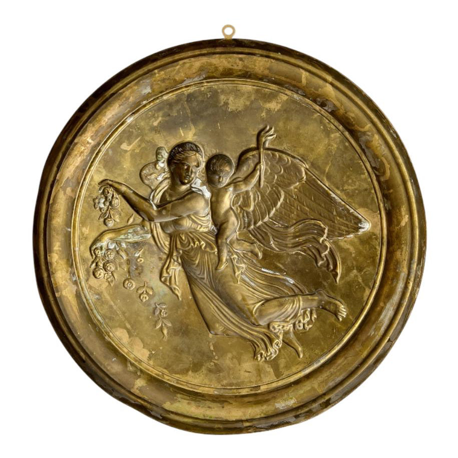 Thorvaldsen The Day Brass Wall Medallion, Danish Antique Plaque