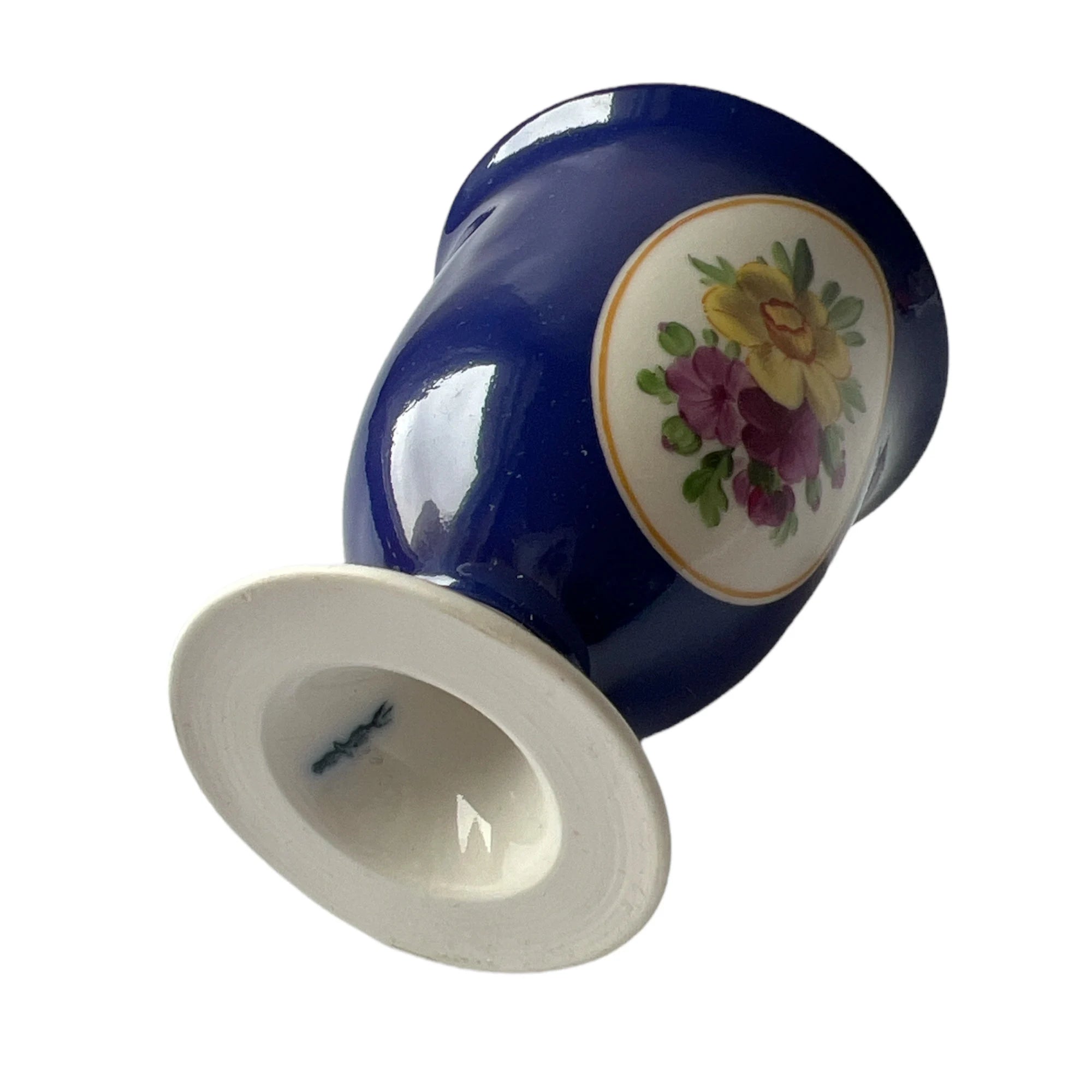 Antique KPM Berlin Cobalt Blue Chocolate Cup, Hand Painted Floral Porcelain, Circa 1890–1910