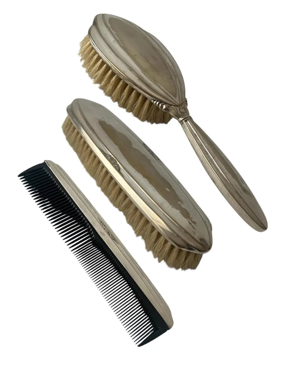 Vintage ELLDEE Silver Plated Vanity Set, Hair Brush Clothes Brush And Comb, French Dressing Table Set