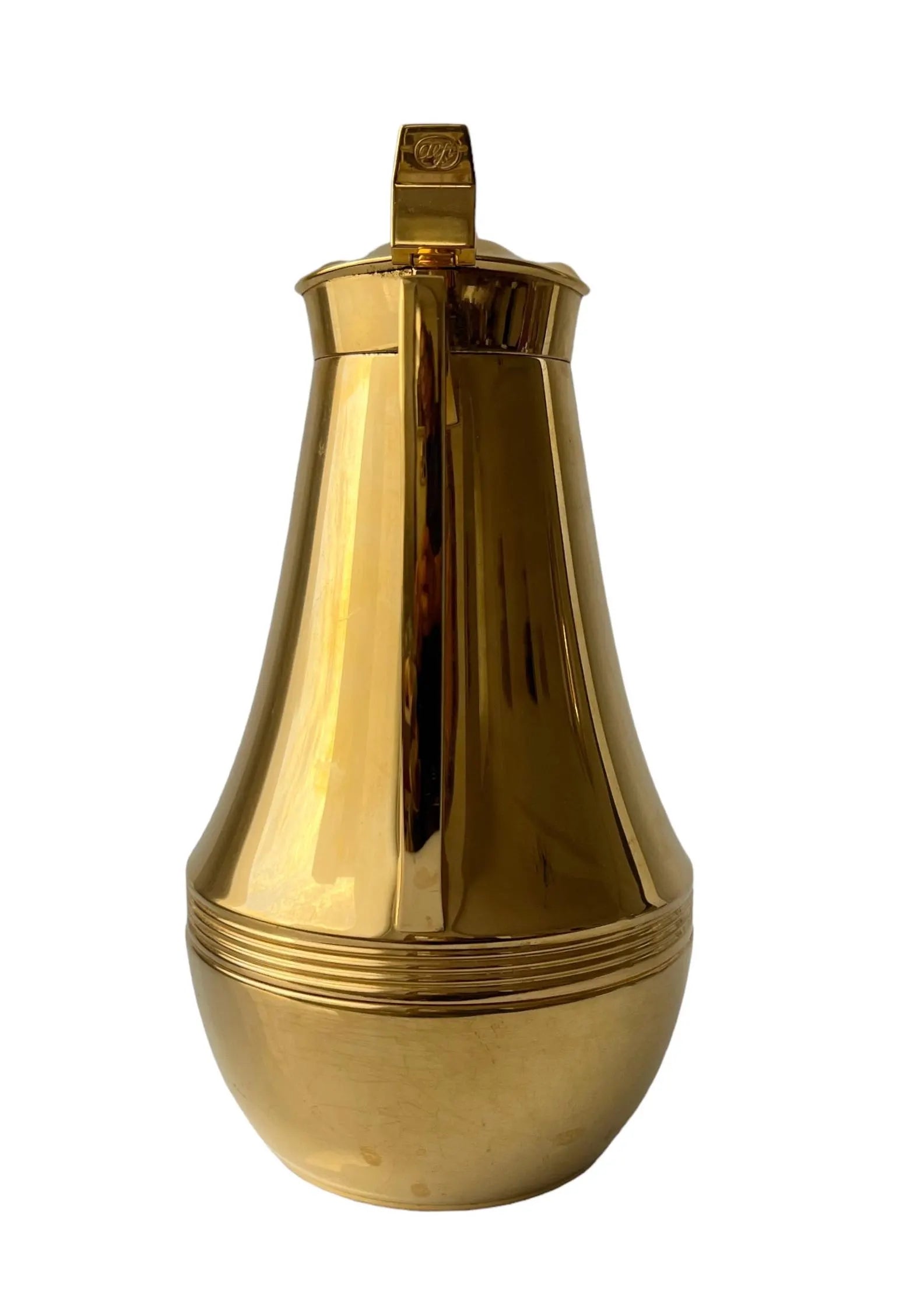 Vacuum Carafe by ALFI. Gold Plated Hot and Cold Thermos Glass Flask.  West Germany.