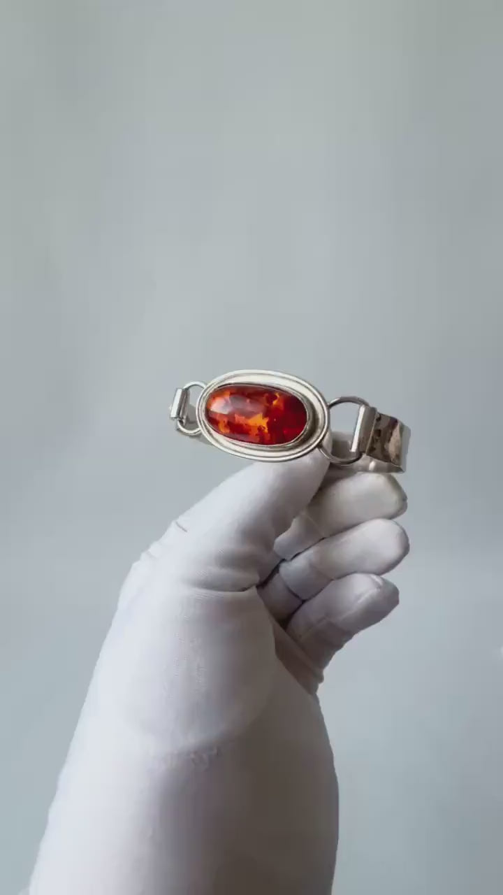 Vintage Katja Lührs Lübeck (KLS) Silver Bracelet with Baltic Amber