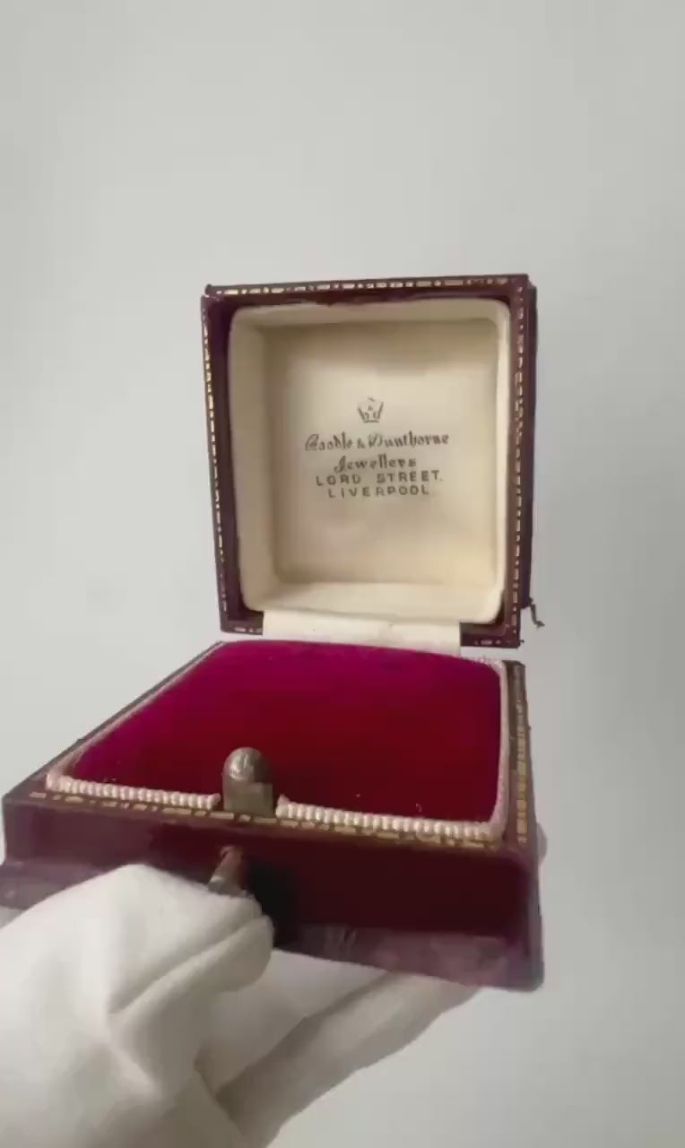 Antique Ring Box Red Leather, Boodle & Dunthorne Liverpool, Edwardian Jewellery Presentation Case
