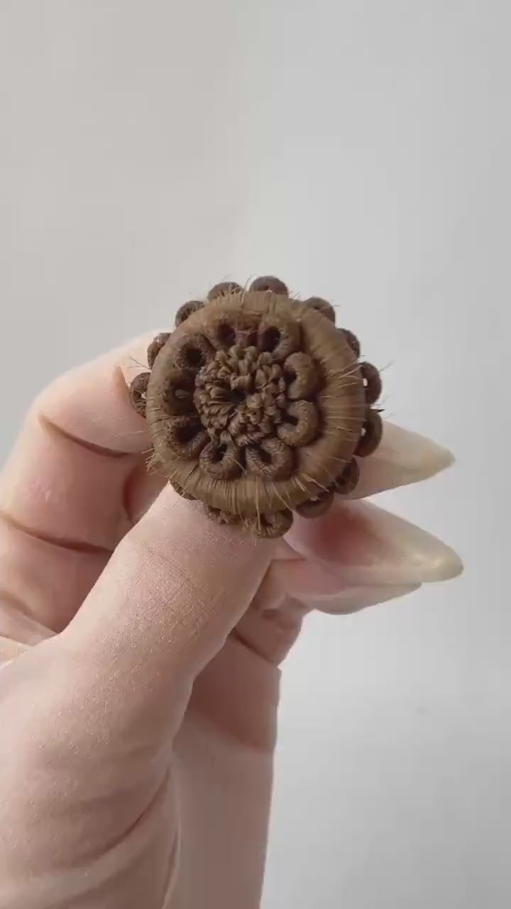 Antique Victorian Hairwork Brooch. ntricate Mourning Jewelry Keepsake.