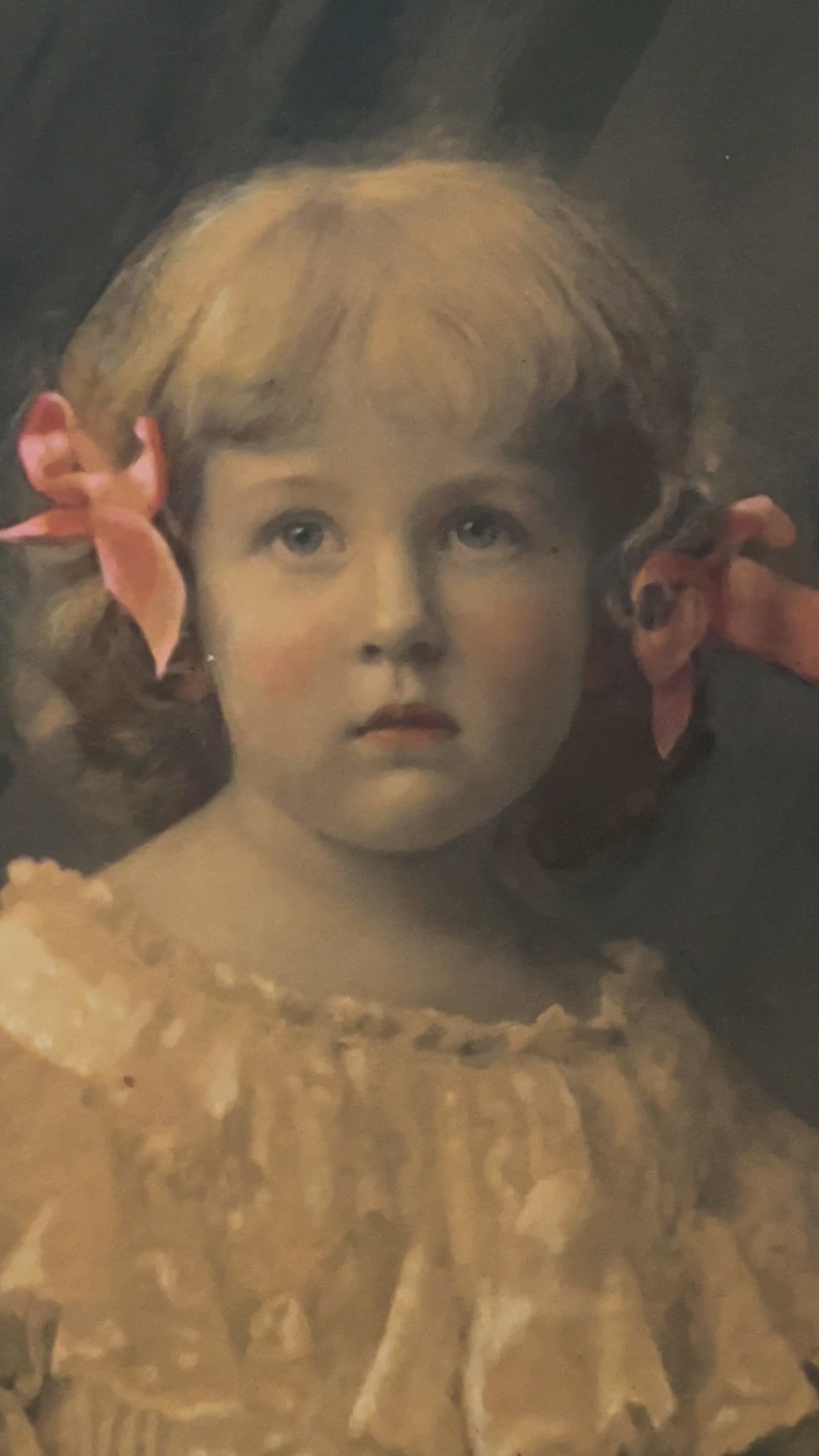 Antique Painted Photograph Portrait of a Young Girl, Pastel & Watercolour, Dated 1904, Original Gilded Frame
