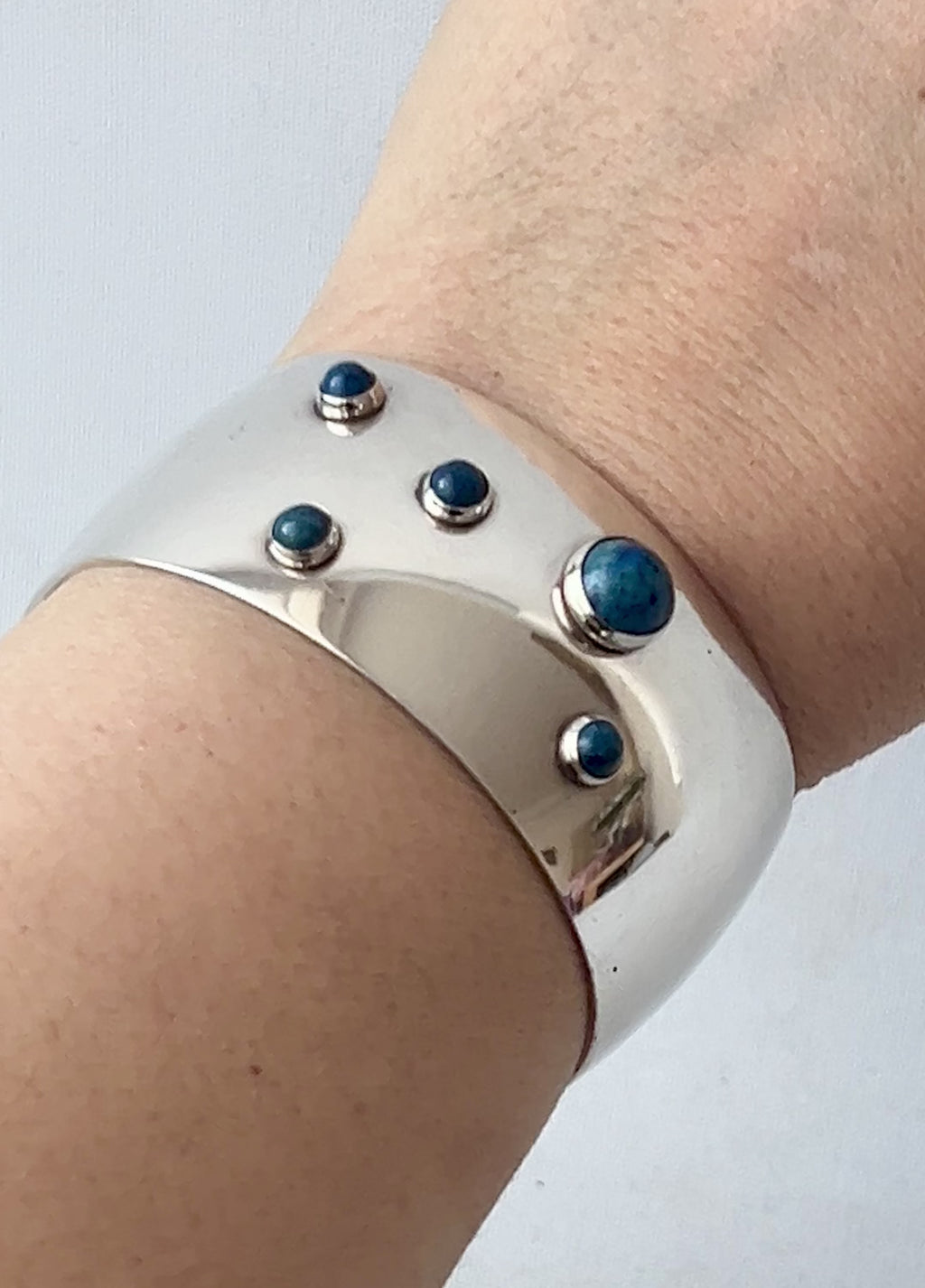 Niels Erik From Sterling Silver Sodalite Cuff Bracelet, Scandinavian  Modernist Jewellery