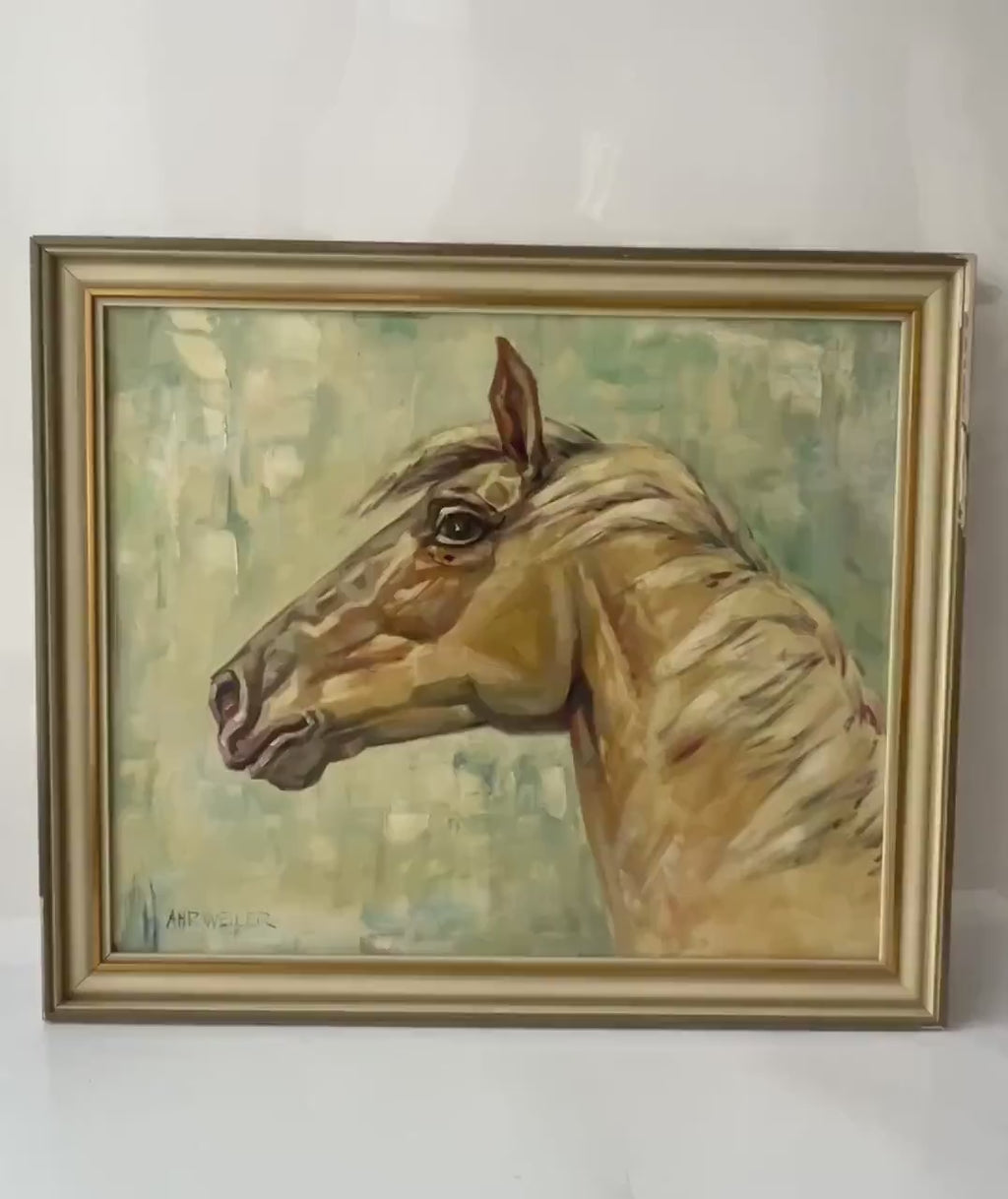 Mid-Century Horse Oil Painting by Willy P. Ahrweiler (1905–1987), Signed, Framed