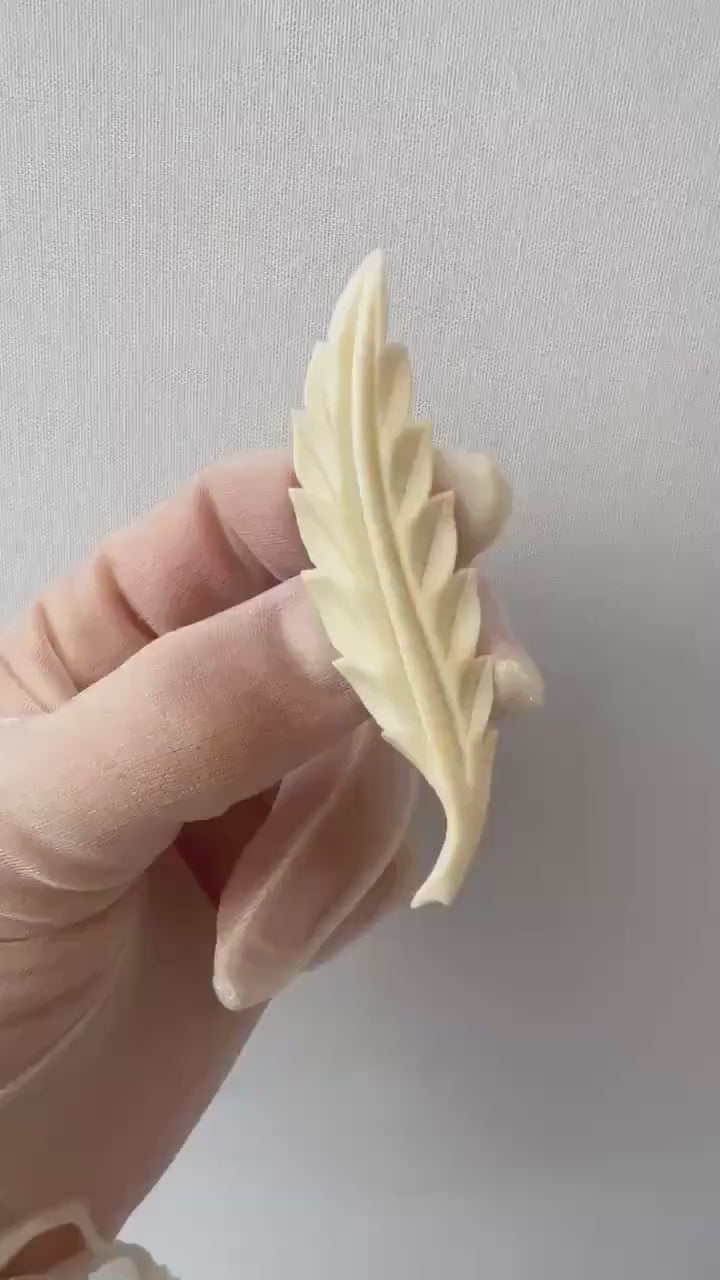 Vintage Carved Bone Leaf Brooch