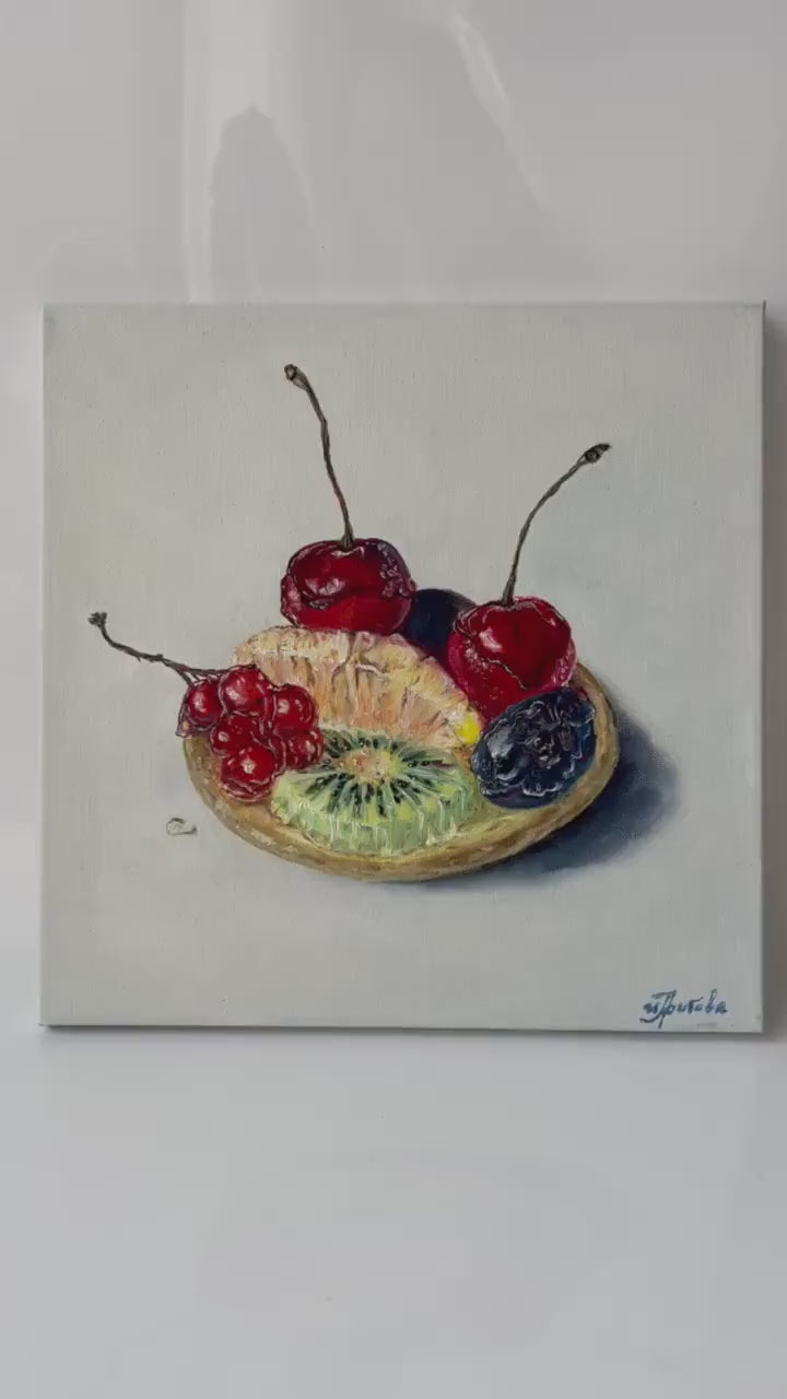Original oil Painting on Canvas, titled “Fruit Tart”.