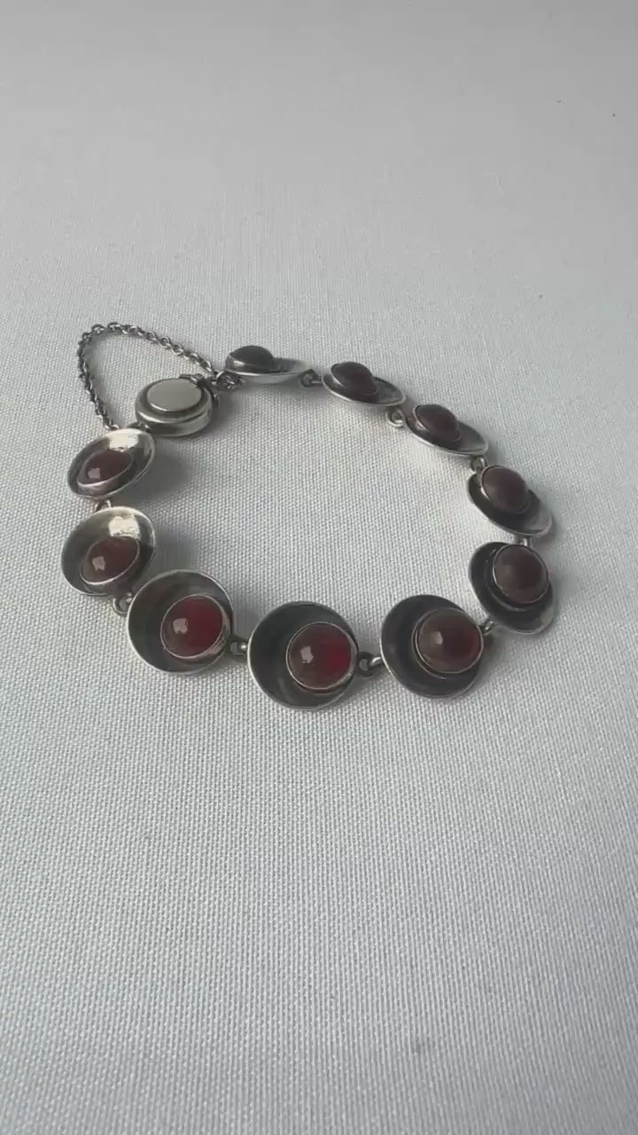 Vintage Baltic Amber Bracelet, Sterling Silver, Danish Modernist, Niels Erik From