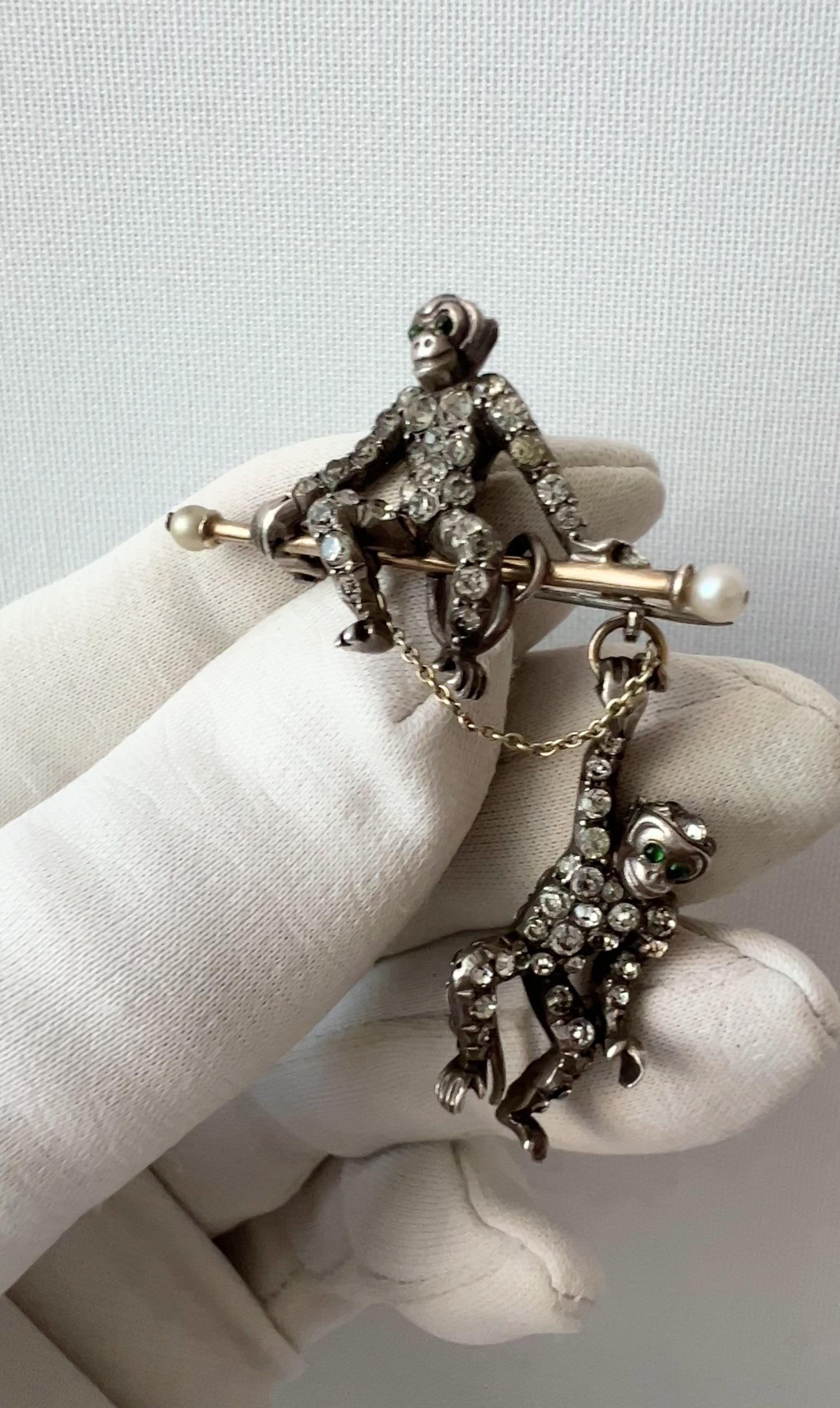 Art Deco Monkey Brooch, Sterling Silver KP 925, Knoll & Pregizer, c.1920s–30s