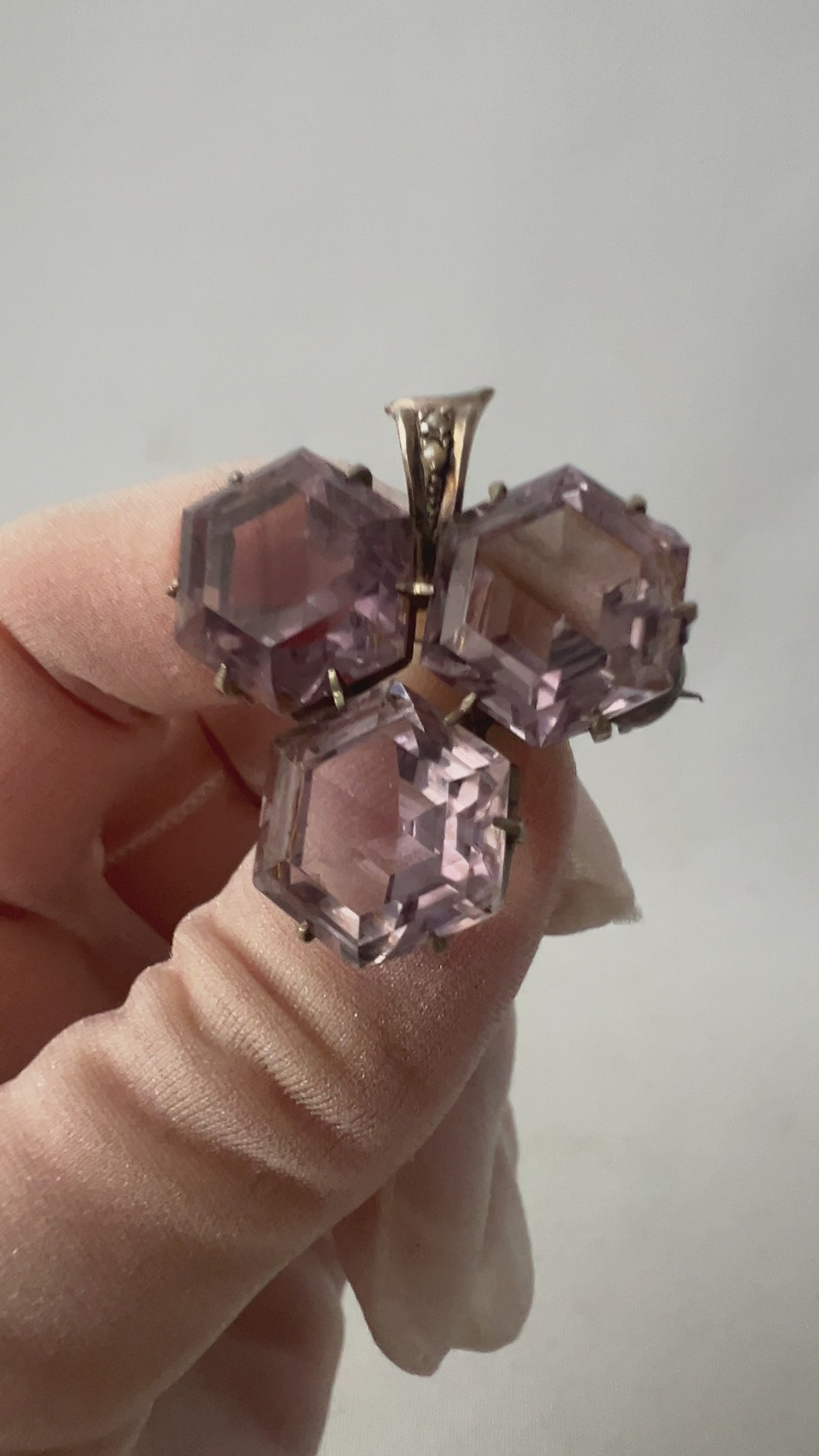 Antique Victorian Silver Amethyst Glass & Seed Pearl Brooch, c.1880–1900