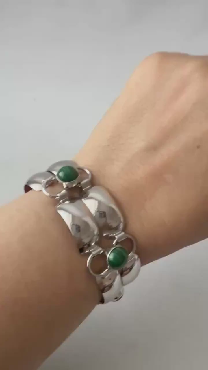 Silver & Malachite Modernist Bracelet – Katja Lührs Lübeck KLS