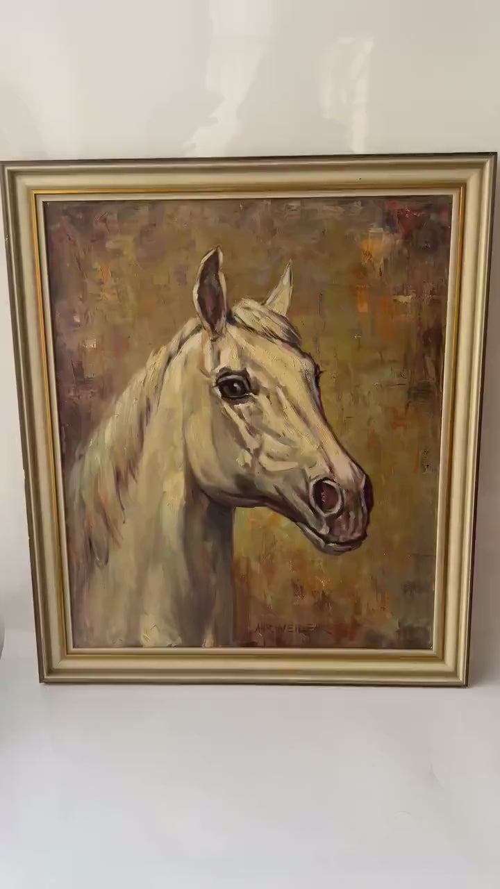 Mid-Century Horse Oil Painting by Willy P. Ahrweiler (1905–1987), Signed, Framed