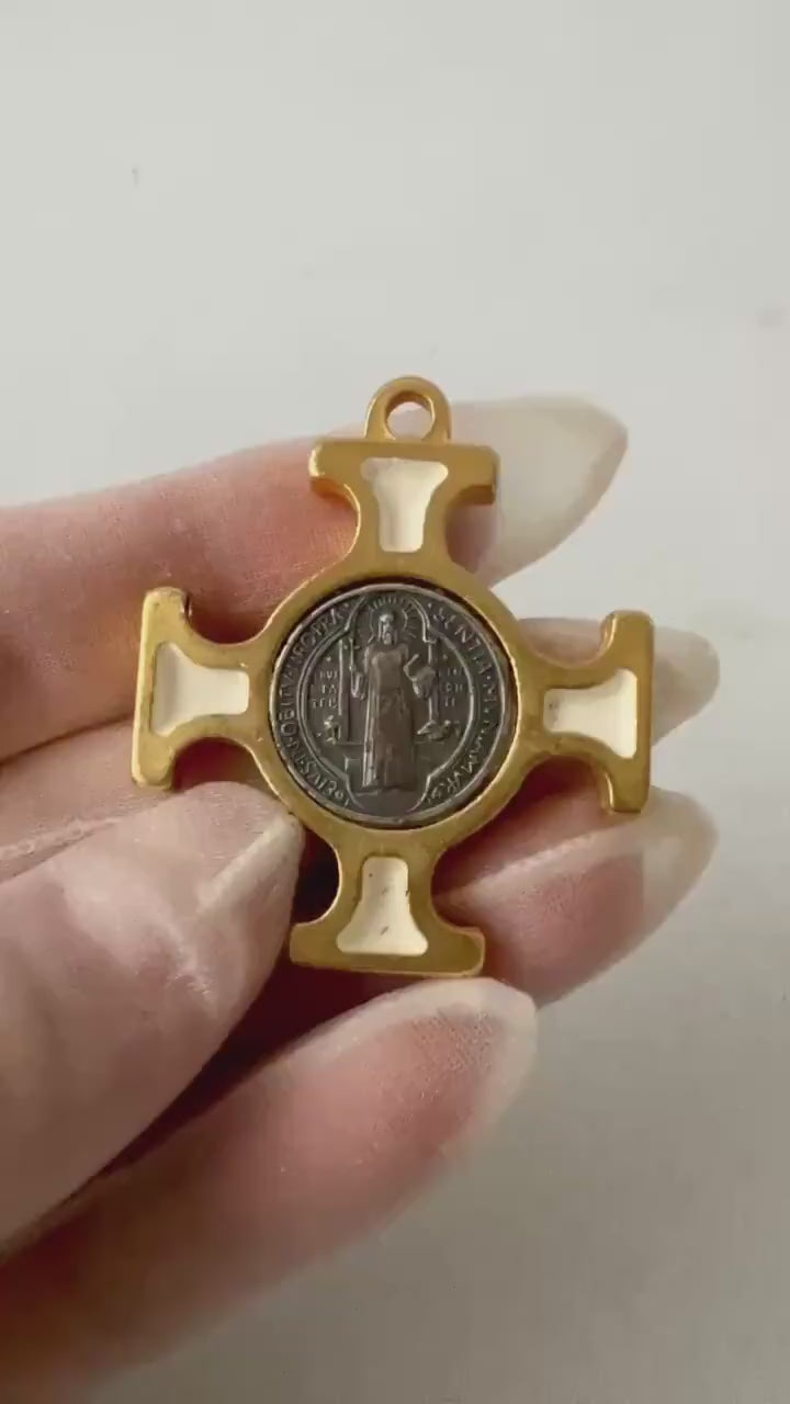 Saint Benedict Cross Pendant with Inserted Medal.