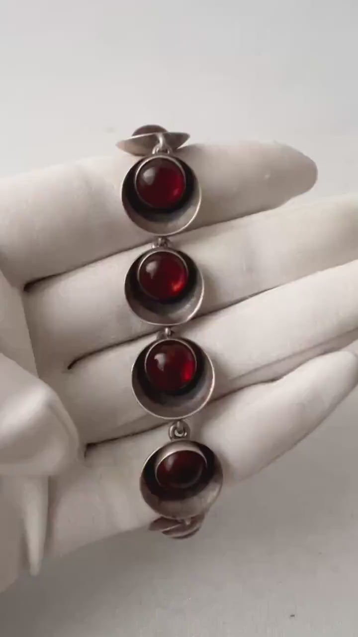 Vintage Baltic Amber Bracelet, Sterling Silver, Danish Modernist, Niels Erik From