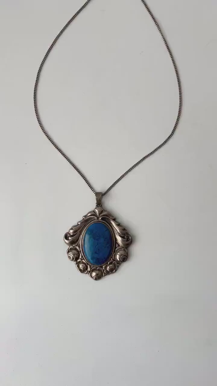 Antique Art Nouveau  Silver Chalcedony.