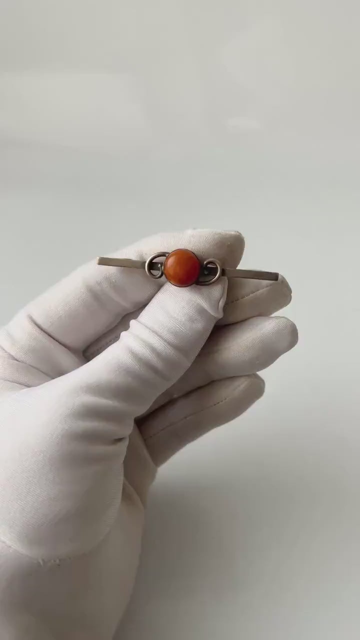 Vintage Art Nouveau  Amber Bar Brooch.