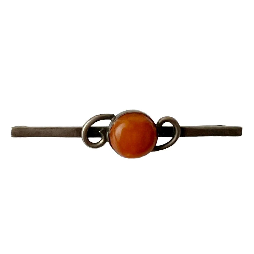Vintage Art Nouveau  Amber Bar Brooch.