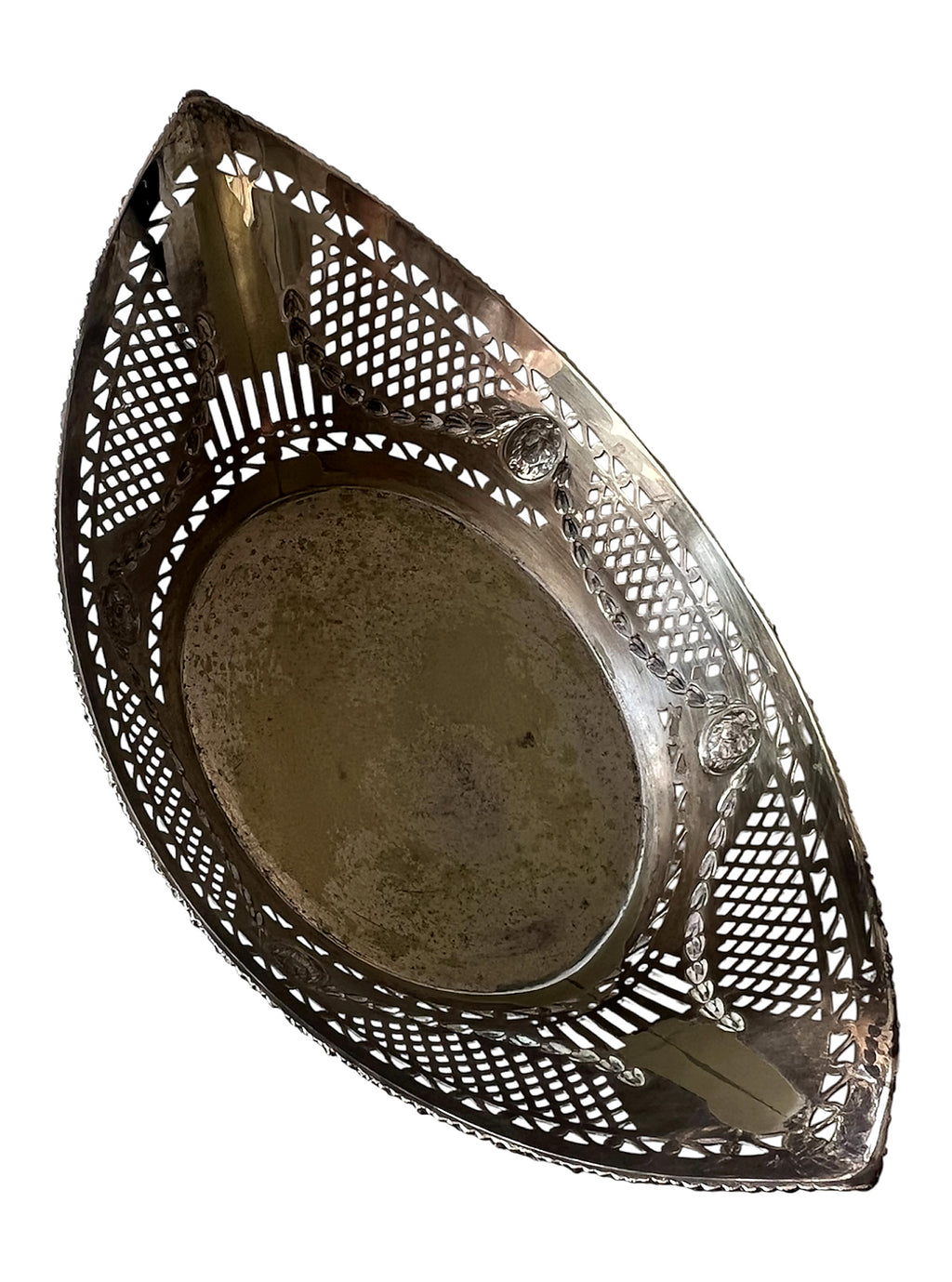 Vintage Ellis Barker EPNS Silver Plate Pierced Basket With Lion Mask Handles