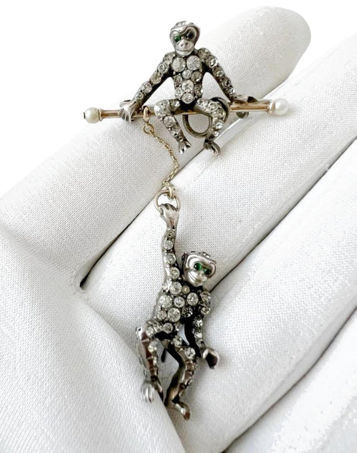 Art Deco Monkey Brooch, Sterling Silver KP 925, Knoll & Pregizer, c.1920s–30s